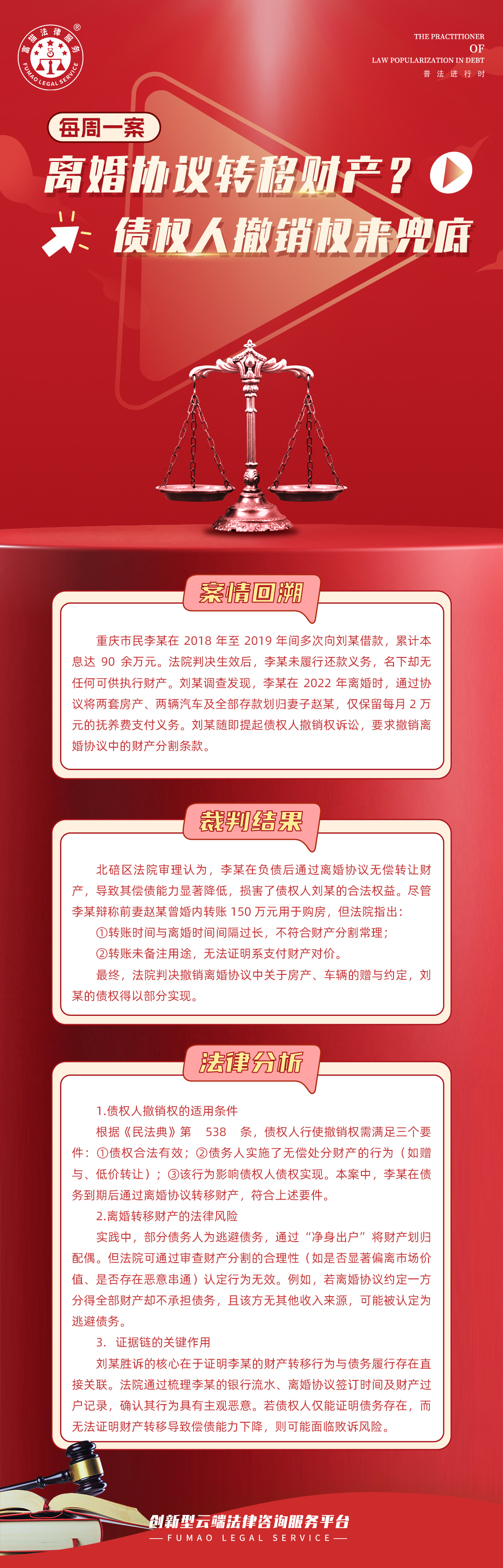 富貓法務：離婚協(xié)議轉移財產？債權人撤銷權來兜底